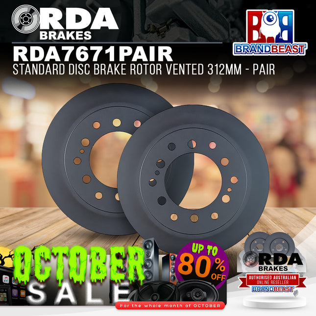 RDA Brakes RDA7671 Standard Disc Brake Rotor Vented 312mm - Pair