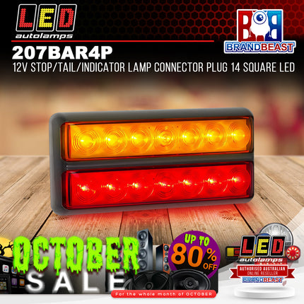 LED Autolamps 207BAR4P 12V Stop/Tail/Indicator Lamp Connector Plug 14 Square LED