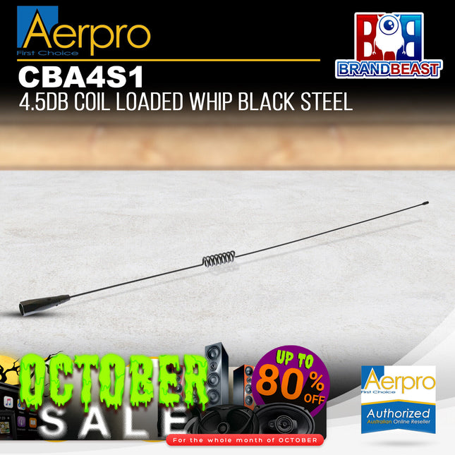Aerpro CBA4S1 4.5dBi 477MHz 670mm Black Stainless Steel UHF Antenna Whip