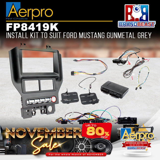Aerpro FP8419K Double DIN Gunmetal Grey Install Kit Suit Ford Mustang 2015 - ON