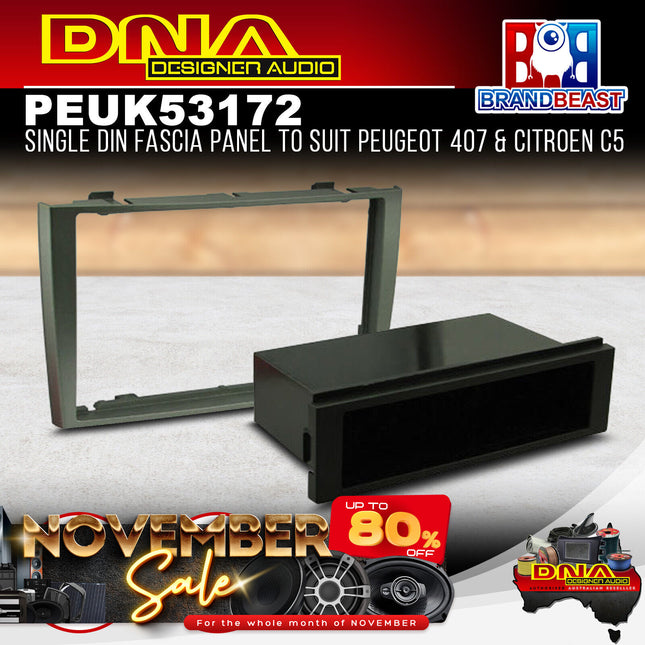 DNA PEU-K16044 Single DIN Fascia Panel To Suit Peugeot 407 & Citroen C5