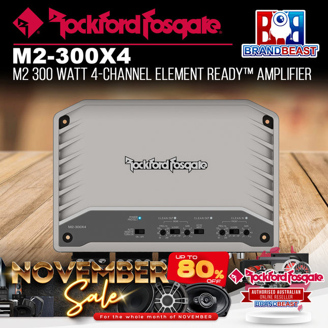 Rockford Fosgate M2-300X4 M2 300 Watt 4-Channel Element Ready™ Marine Amplifier