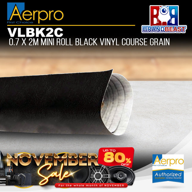 Aerpro VLBK2C .7 X 2m Mini Roll Black Vinyl Coarse Grain