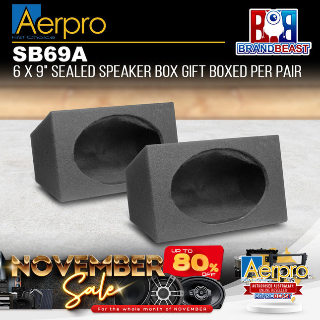 Aerpro SB69A Sealed Enclosure 6 x 9" Speaker Box - Gift Boxed Per Pair