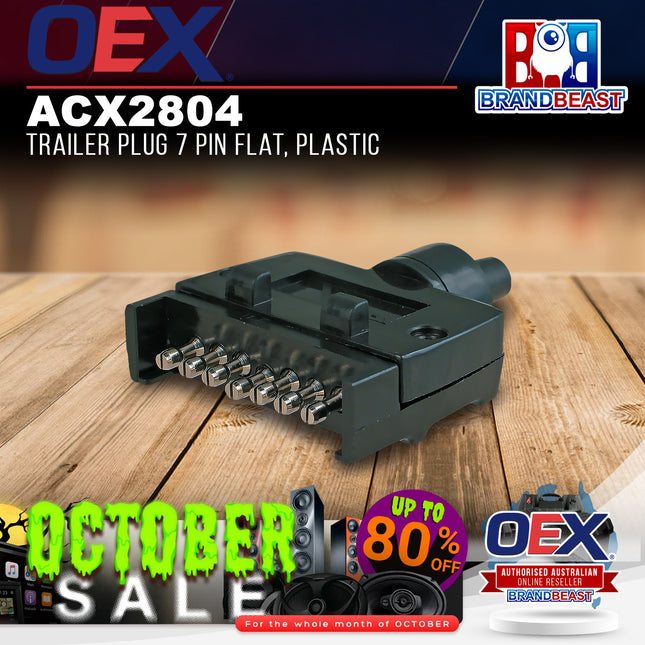 OEX ACX2804 Trailer Plug 7 Pin Flat, Plastic