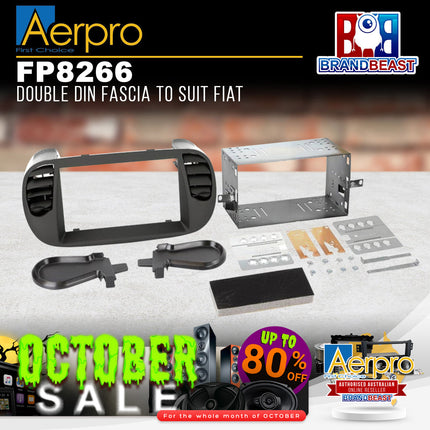 Aerpro FP8266 Double DIN Matte Black Facia Kit Suit Fiat 500 2008 - 2014
