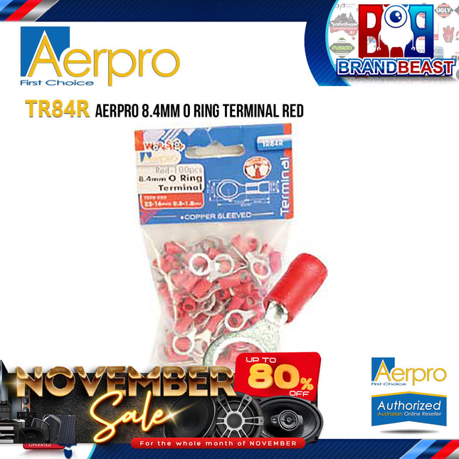 Aerpro TR84R 8.4mm Red O Ring Terminals