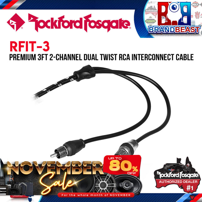 Rockford Fosgate RFIT-3 3 Feet Premium Dual Twist Signal Cable
