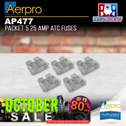 Aerpro AP477 25 Amp ATC Fuses Suits AP472 Fuse Holder - Packet of 5