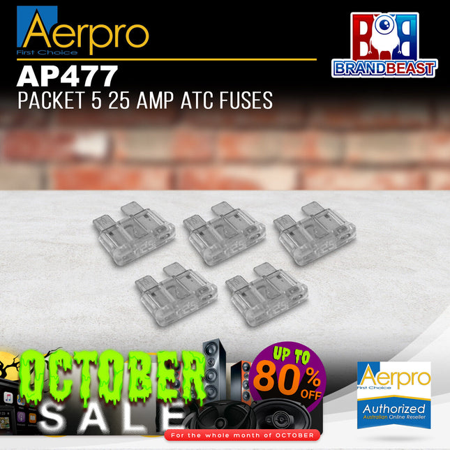 Aerpro AP477 25 Amp ATC Fuses Suits AP472 Fuse Holder - Packet of 5