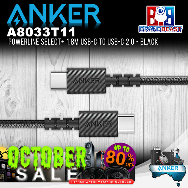 Anker A8033T11 PowerLine Select+ 1.8m USB-C to USB-C 2.0 - Black
