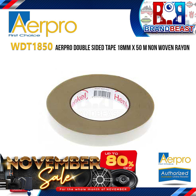Aerpro WDT1850 Double Sided Tape 18Mm X 50 M Non Woven Rayon