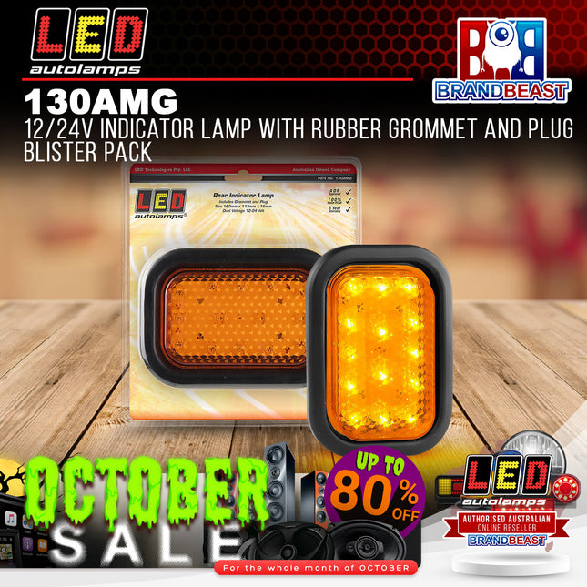 LED Autolamps 130AMG 12/24V Indicator Lamp With Rubber Grommet Plug Blister Pack