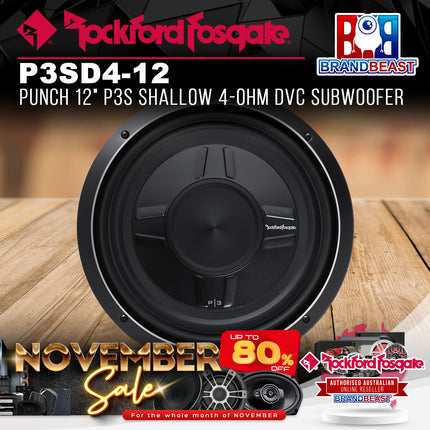 Rockford Fosgate P3SD4-12 Punch 12" P3S Shallow 4-Ohm DVC Subwoofer