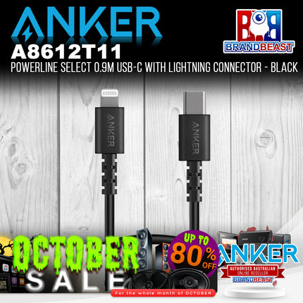 Anker A8612T11 PowerLine Select 0.9m USB-C to Lightning Connector - Black