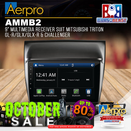 Aerpro AMMB2 9" Multimedia Receiver Suit Mitsubishi Triton GL-R/GLX/GLX-R