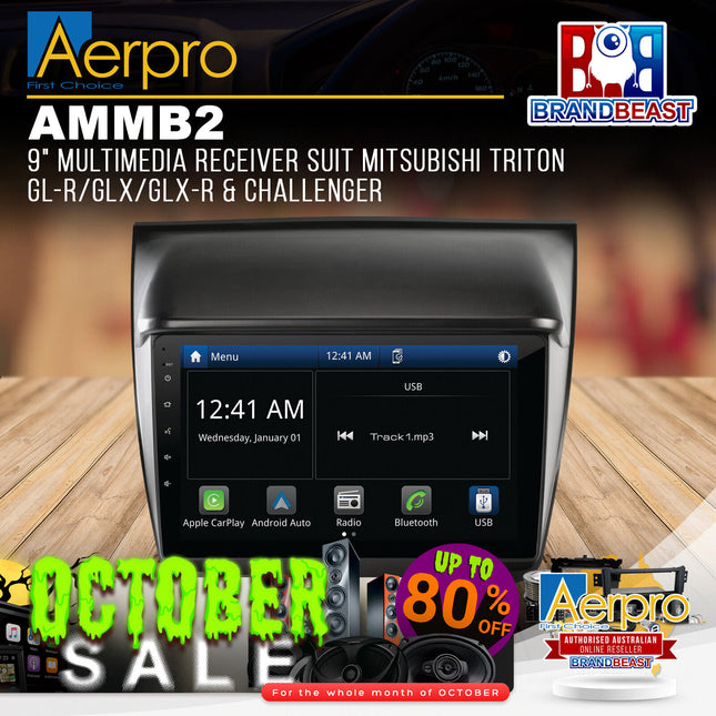 Aerpro AMMB2 9" Multimedia Receiver Suit Mitsubishi Triton GL-R/GLX/GLX-R