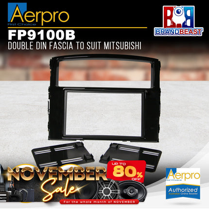 Aerpro FP9100B Double DIN Facia Kit to Suit Mitsubishi Pajero - Gloss Black