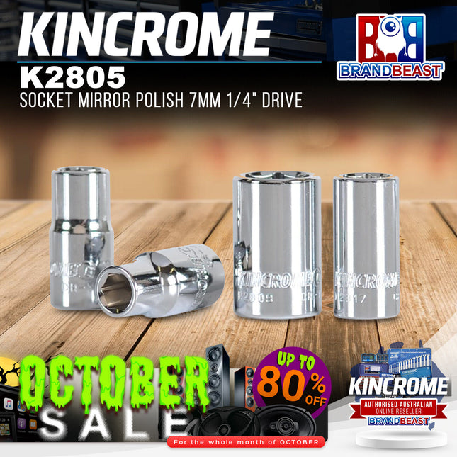 KINCROME K2805 Socket Mirror Polish 7mm 1/4" Drive