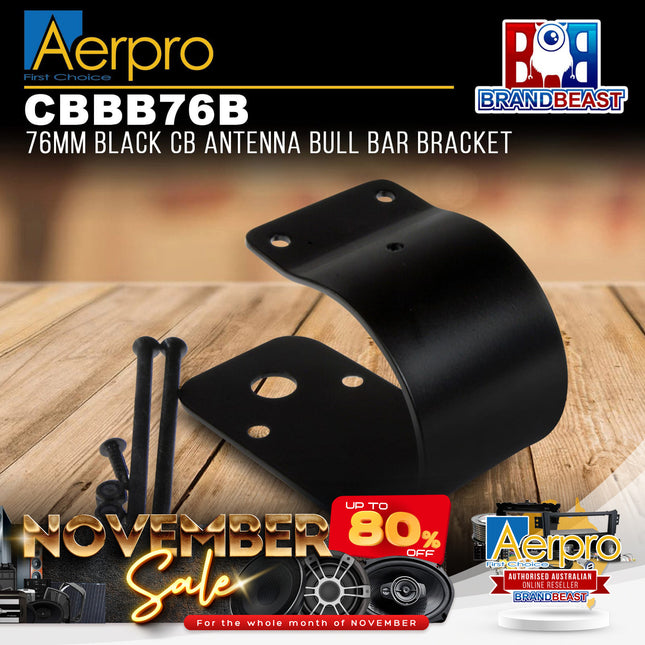Aerpro CBBB76B 76mm Wrap-Around Bullbar Mount UHF Antenna Bracket - Black
