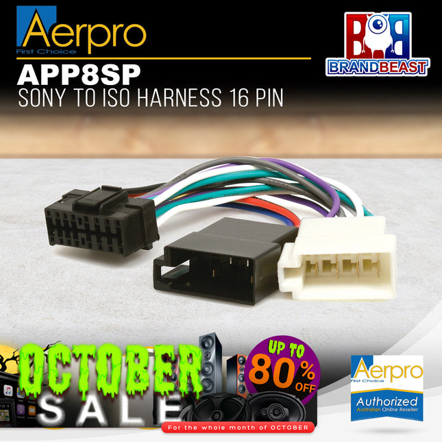 Aerpro APP8SP APP8 Secondary ISO Harness to Suit Sony Headunits
