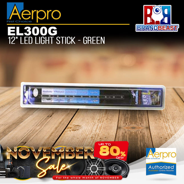 Aerpro EL300G 12" 305mm Light Green LED Light Stick