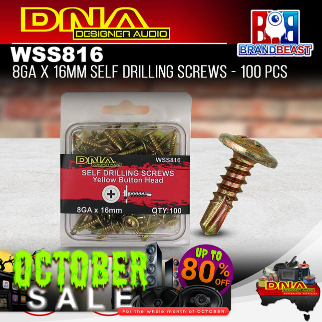 DNA WSS816 16mm 8 Gauge Self Drilling Screws - 100 Pieces