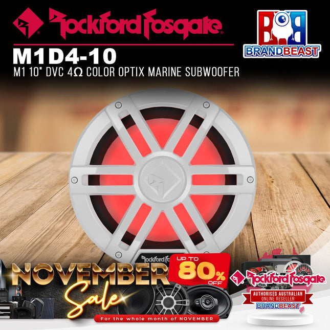 Rockford Fosgate M1D4-10 M1 10" DVC 4Œ© Color Optix Marine Subwoofer