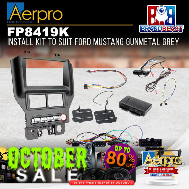 Aerpro FP8419K Double DIN Gunmetal Grey Install Kit Suit Ford Mustang 2015 - ON