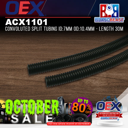 OEX ACX1101 30M Convoluted Split Tubing - ID: 7mm OD: 10.4mm