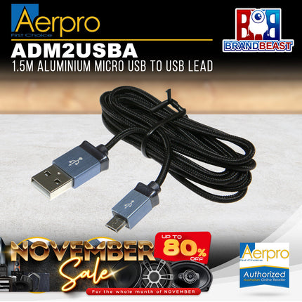 Aerpro ADM2USBA Aluminium Micro USB to USB Lead