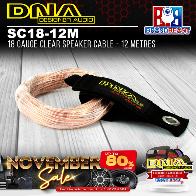 DNA SC18-12M 18 Gauge Clear Speaker Cable - 12 Metres