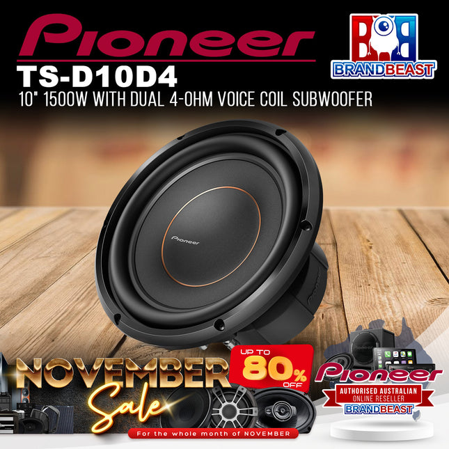 Pioneer TS-D10D4 1500W 10" Dual 4 ohms Voice Coil Subwoofer
