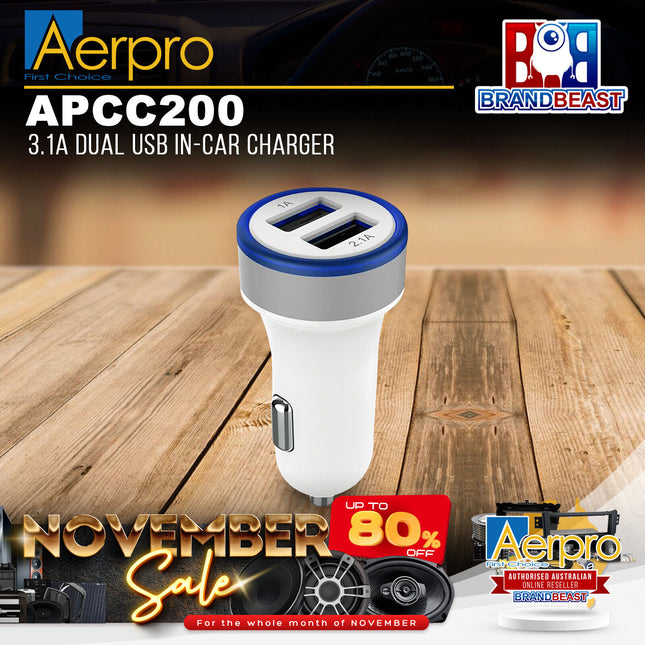 Aerpro APCC200 3.1A Dual USB In-Car Charger