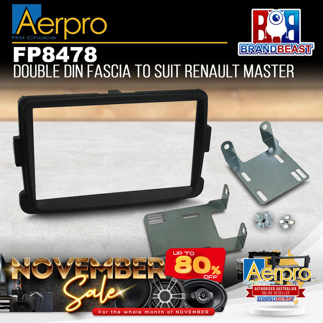 Aerpro FP8478 Double DIN Facia Kit Suit Renault Master - Matte Black