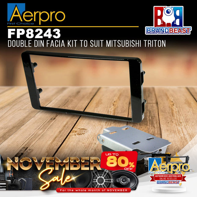 Aerpro FP8243 Double DIN Gloss Black Facia Kit Suit Mitsubishi Triton MQ/MR