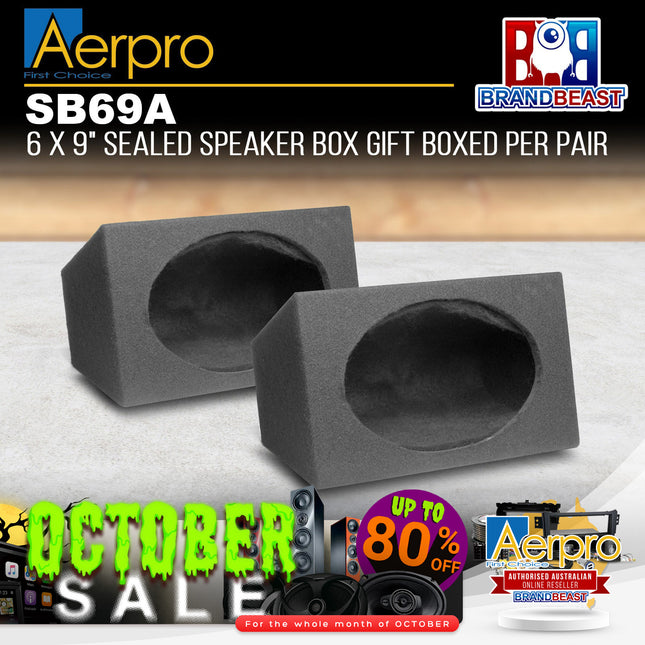 Aerpro SB69A Sealed Enclosure 6 x 9" Speaker Box - Gift Boxed Per Pair