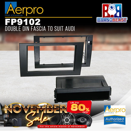 Aerpro FP9102 Single/Double DIN Black Facia Kit Suit Audi A4 2001 - 2008