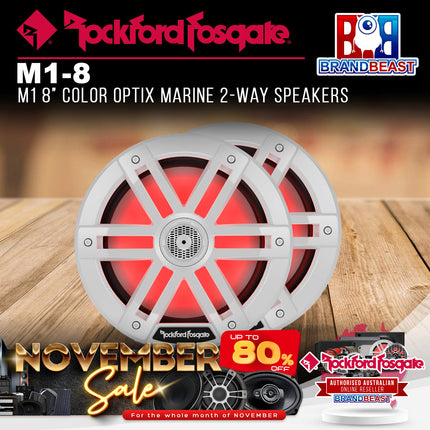 Rockford Fosgate M1-8 M1 8" Color Optix Marine 2-Way Speakers
