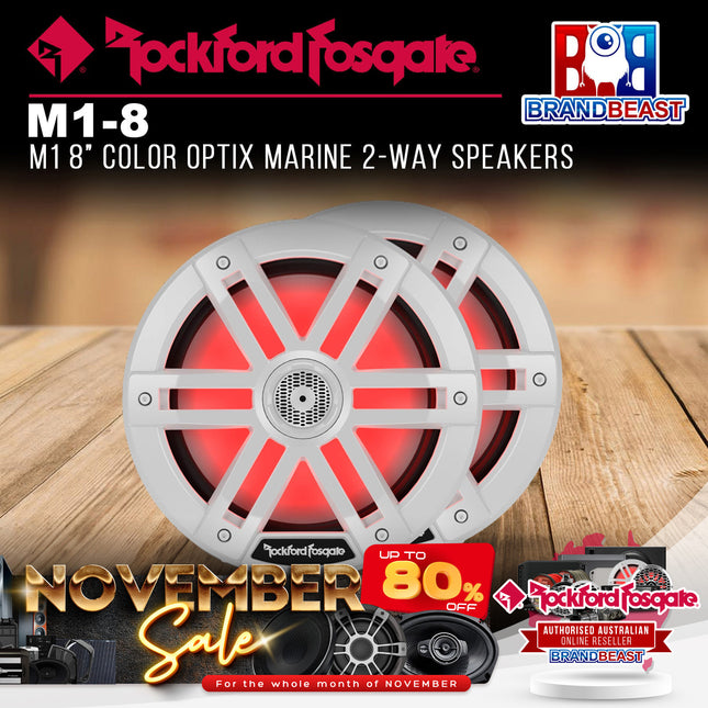 Rockford Fosgate M1-8 M1 8" Color Optix Marine 2-Way Speakers