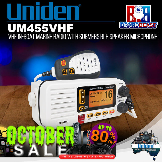 Uniden UM455VHF VHF In-Boat Marine Radio with Submersible Speaker Microphone