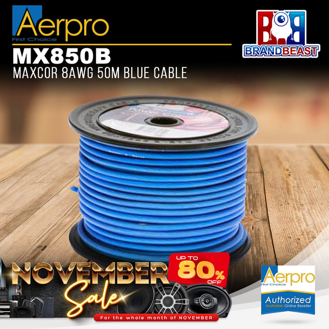 Aerpro MX850B Maxcor 8AWG 50m Blue Cable