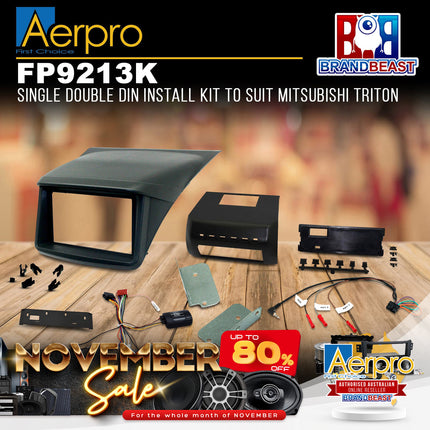 Aerpro FP9213K Single/Double DIN Black Install Kit Suit Mitsubishi Triton