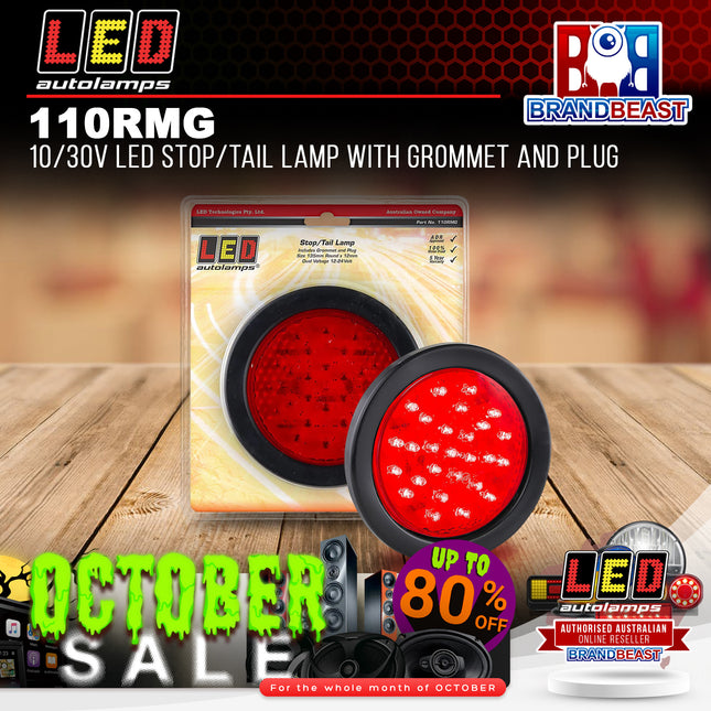 LED Autolamps 110RMG 10/30V LED Stop/Tail Lamp With Grommet and Plug