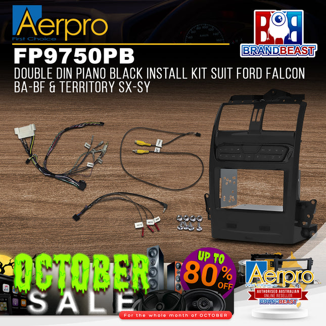 Aerpro FP9750PB Double DIN Piano Black Install Kit Suit Ford Falcon & Territory