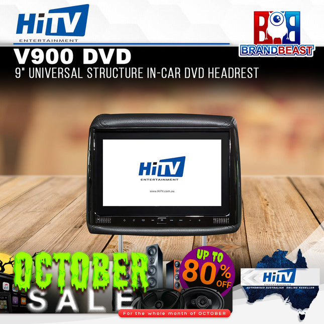 HiTV V900 DVD 9" Universal Structure In-Car DVD Headrest - Single