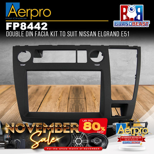 Aerpro FP8442 Double DIN Black Facia Kit Suit Nissan Elgrand 2004 - 2007