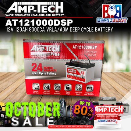 Amp-Tech AT121000DSP 12V 120Ah 800CCA VRLA/AGM Plus Deep Cycle Battery