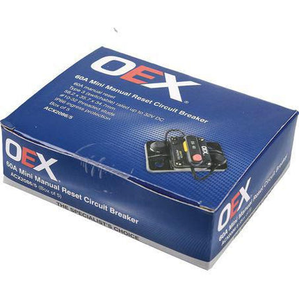 OEX ACX2086/5 60A Mini Manual Reset Circuit Breaker Type 3 Switchable Box of 5