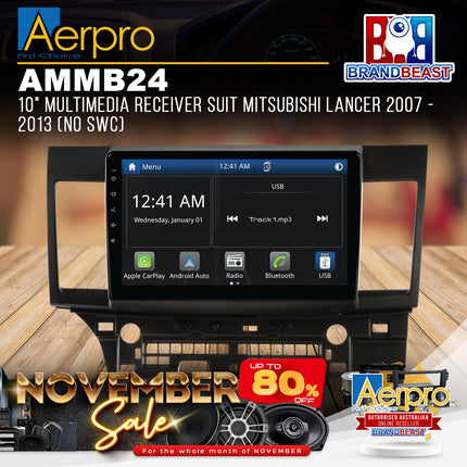 Aerpro AMMB24 10" Multimedia Receiver Suit Mitsubishi Lancer 2007 - 2013